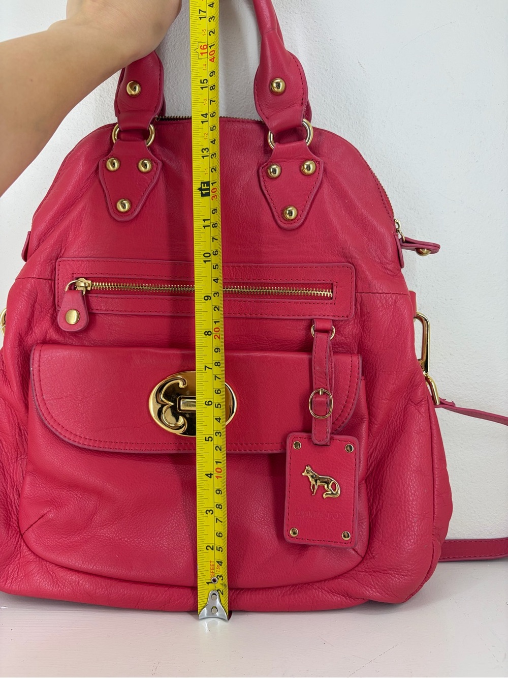 Emma Fox Hot Pink Leather with Gold Hardware shoulder bag - Picture 11 of 12